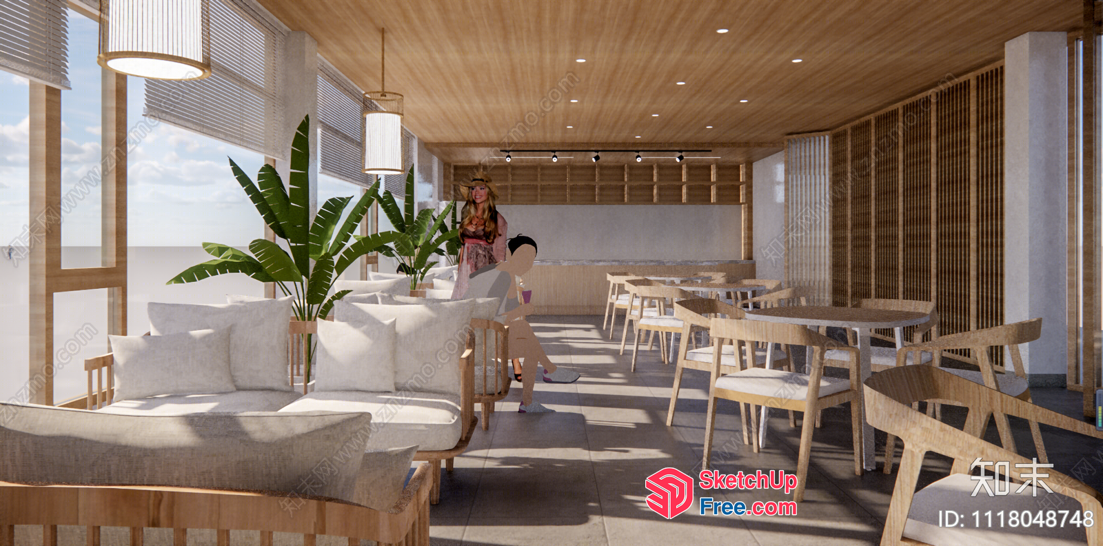 Modern Minimalist Living Room With Natural Light And Plants 3D SketchUp File