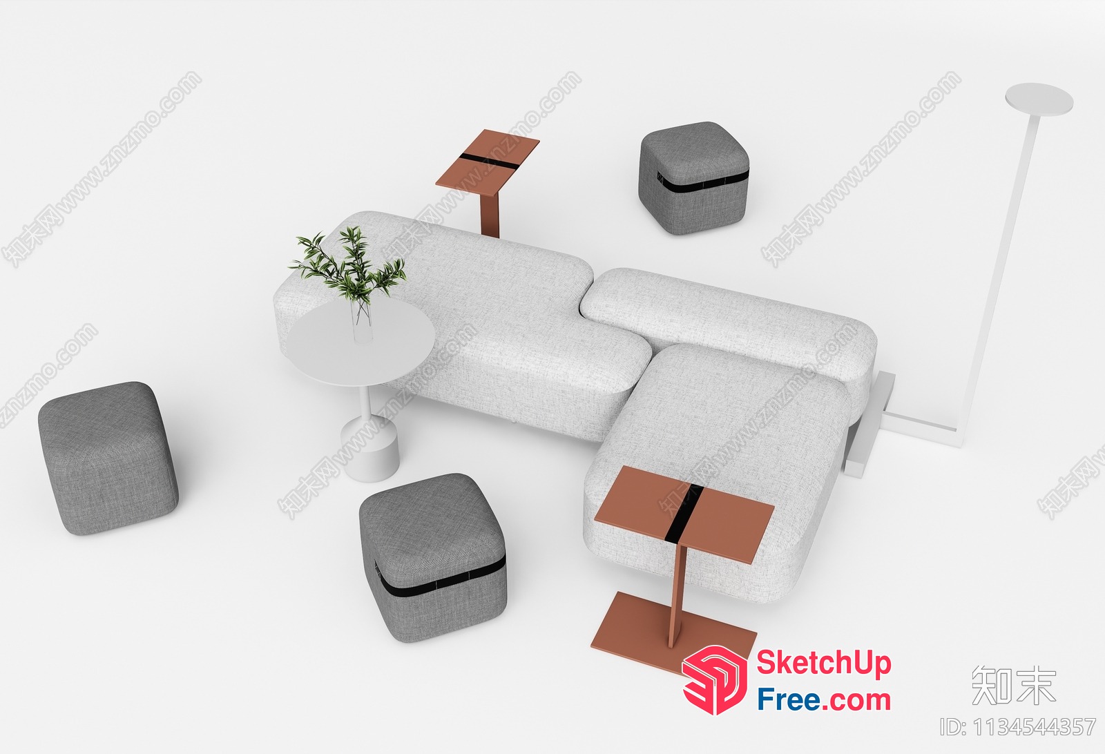 Minimalist Modern Living Room Furniture Set 3D SketchUp File
