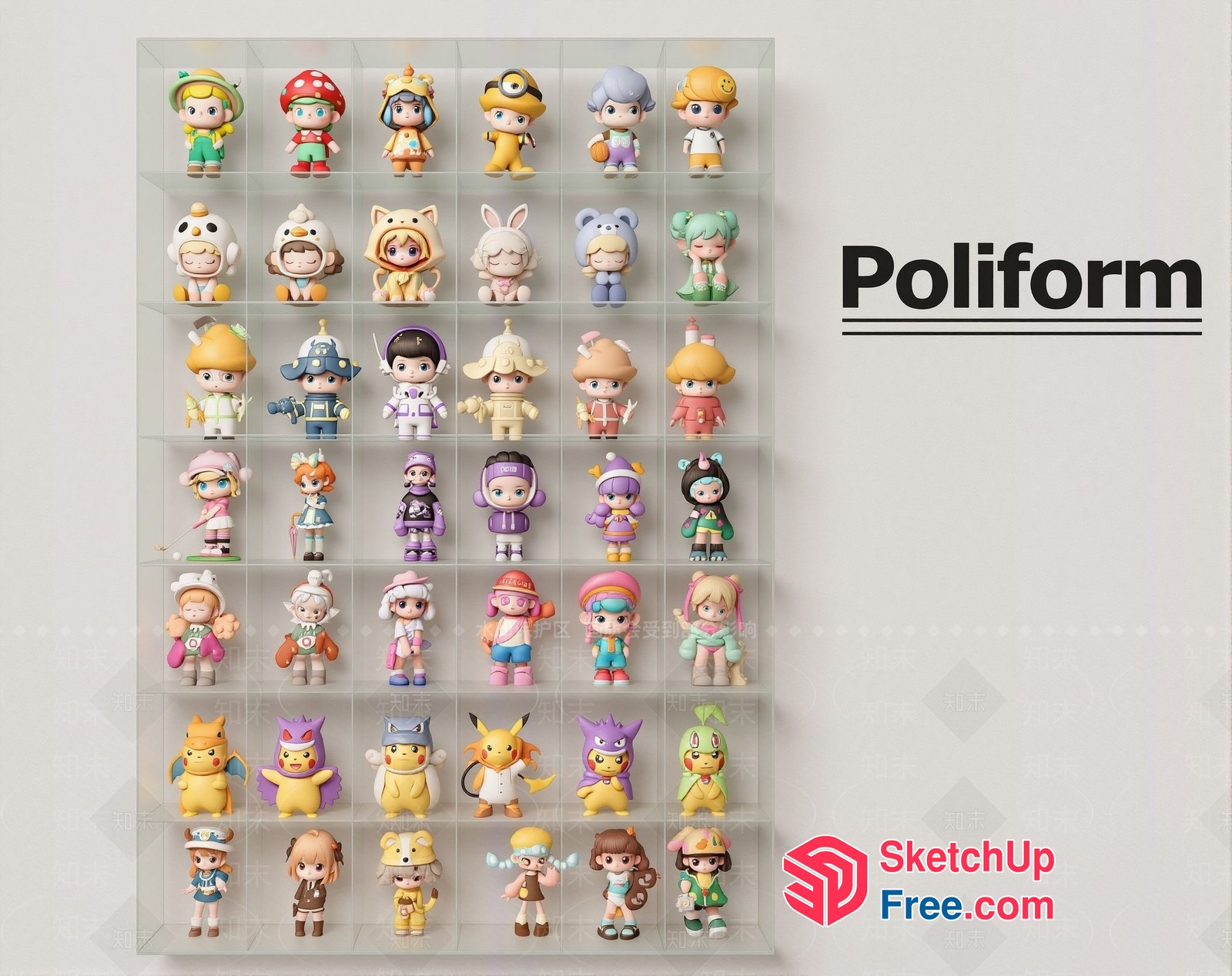 Colorful Figurine Display Case 3D SketchUp File