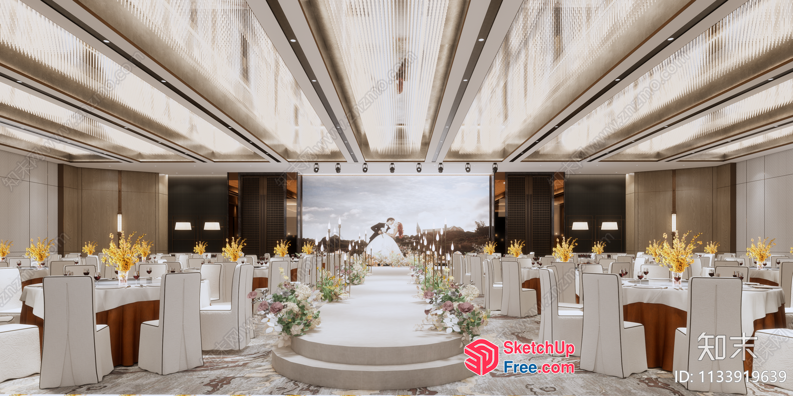 Luxurious Modern Wedding Reception Decor 3D SketchUp File