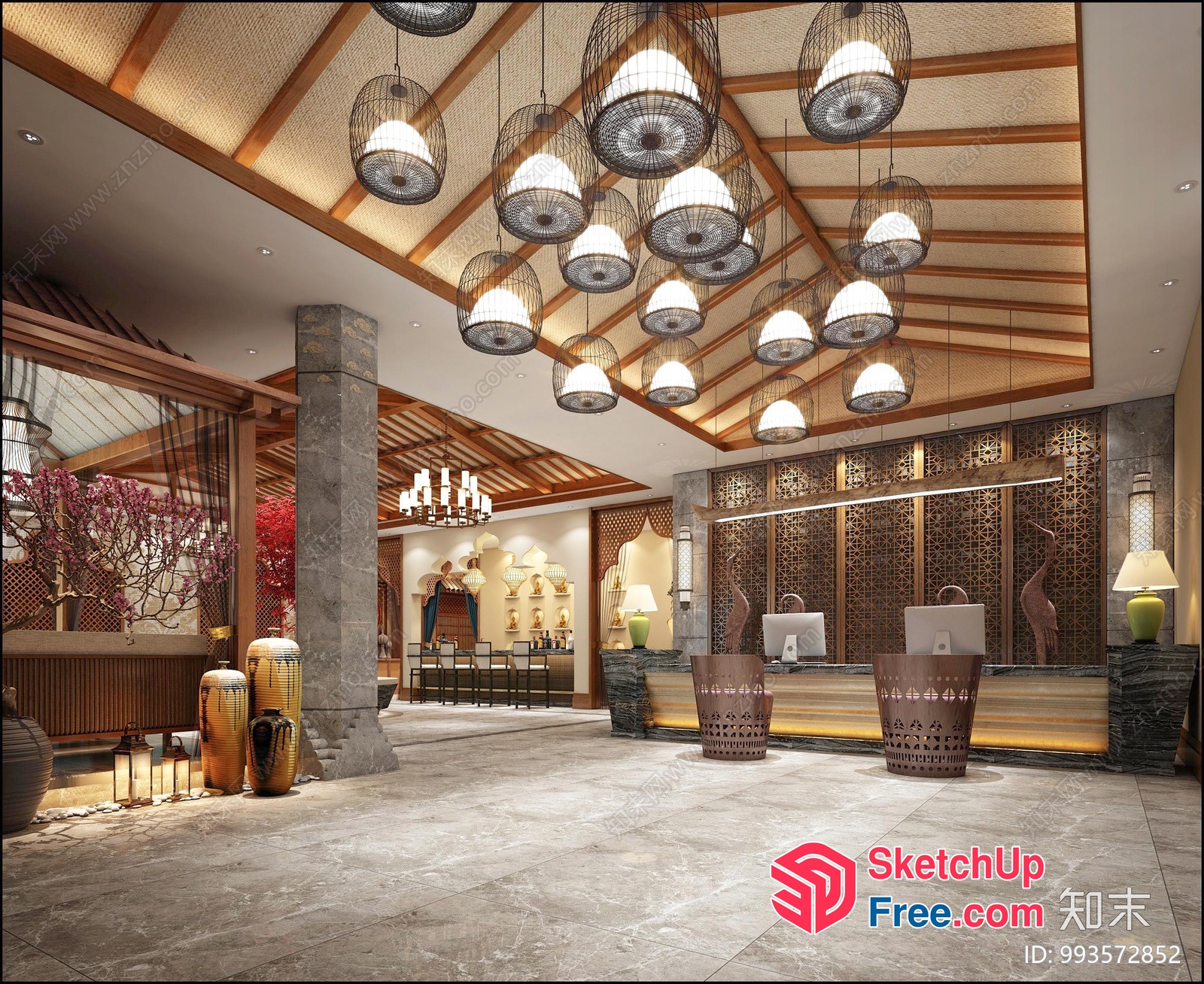 Luxurious Asian-Inspired Interior 3D SketchUp File