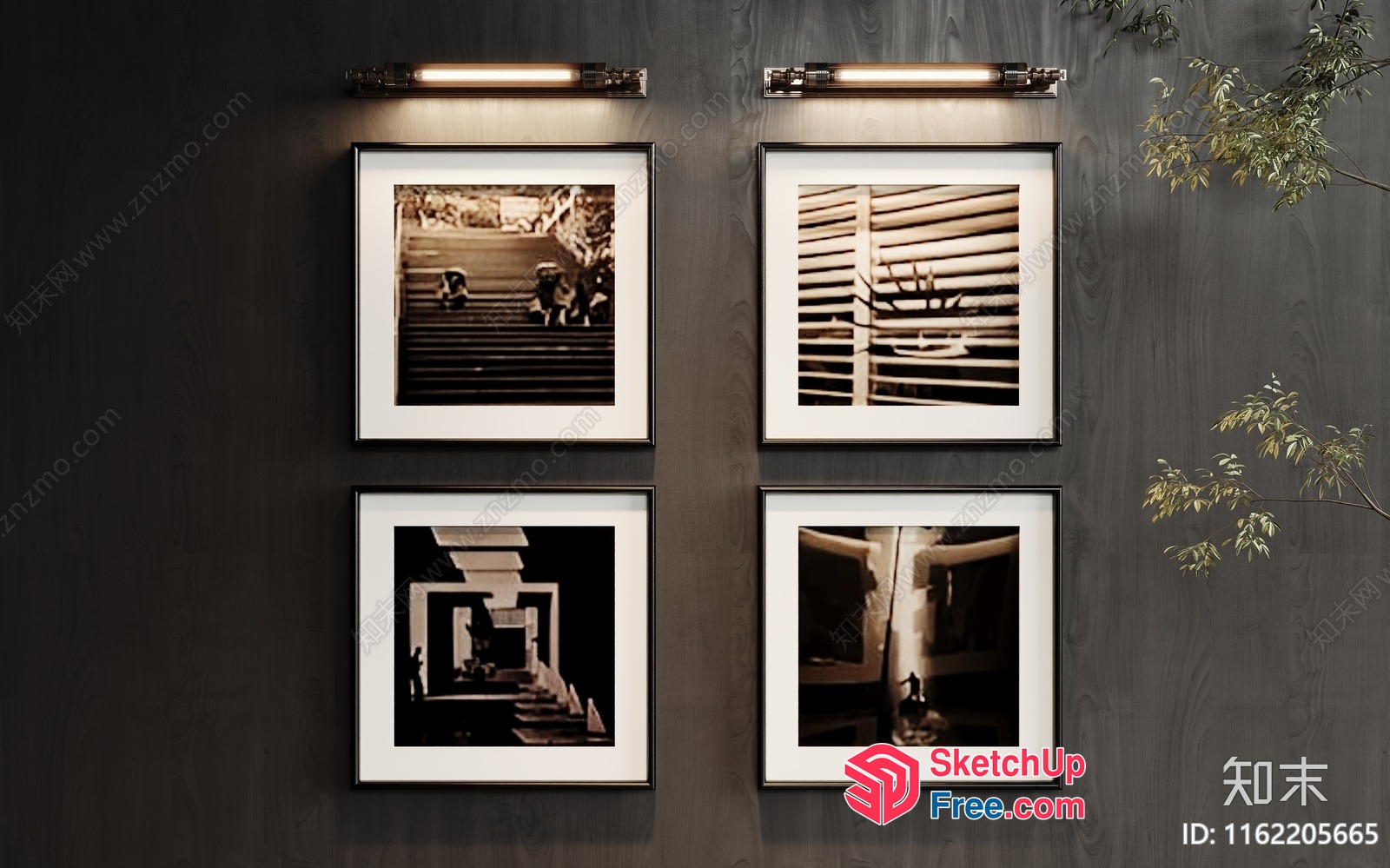 Framed Photographs Of Staircases And Blinds In A Modern Setting 3D SketchUp File