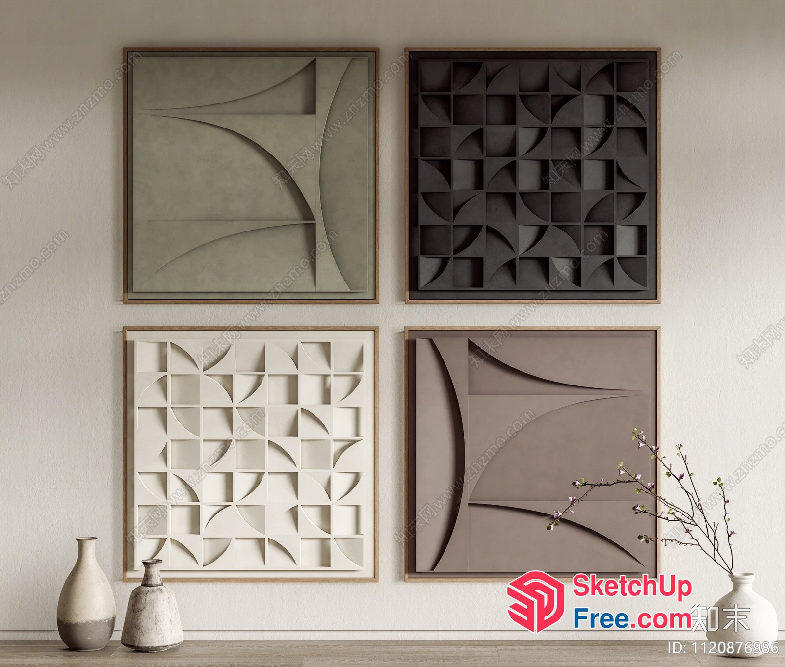Abstract Geometric Wall Art Pieces 3D SketchUp File