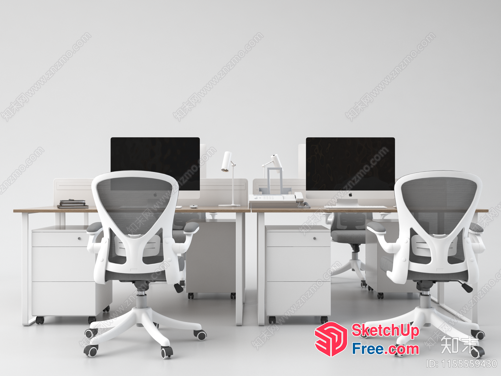 Modern Office Workspace With Neutral Tones 3D SketchUp File
