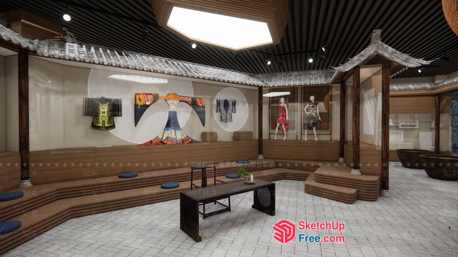 Traditional Asian-Inspired Interior Design 3D SketchUp File