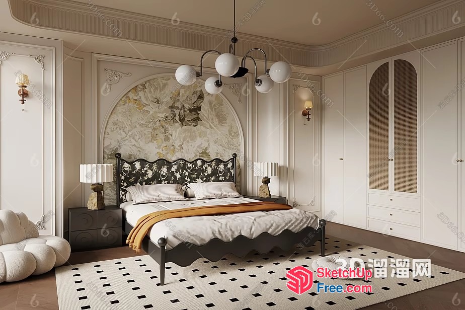 Elegant And Sophisticated Bedroom Interior 3D SketchUp File