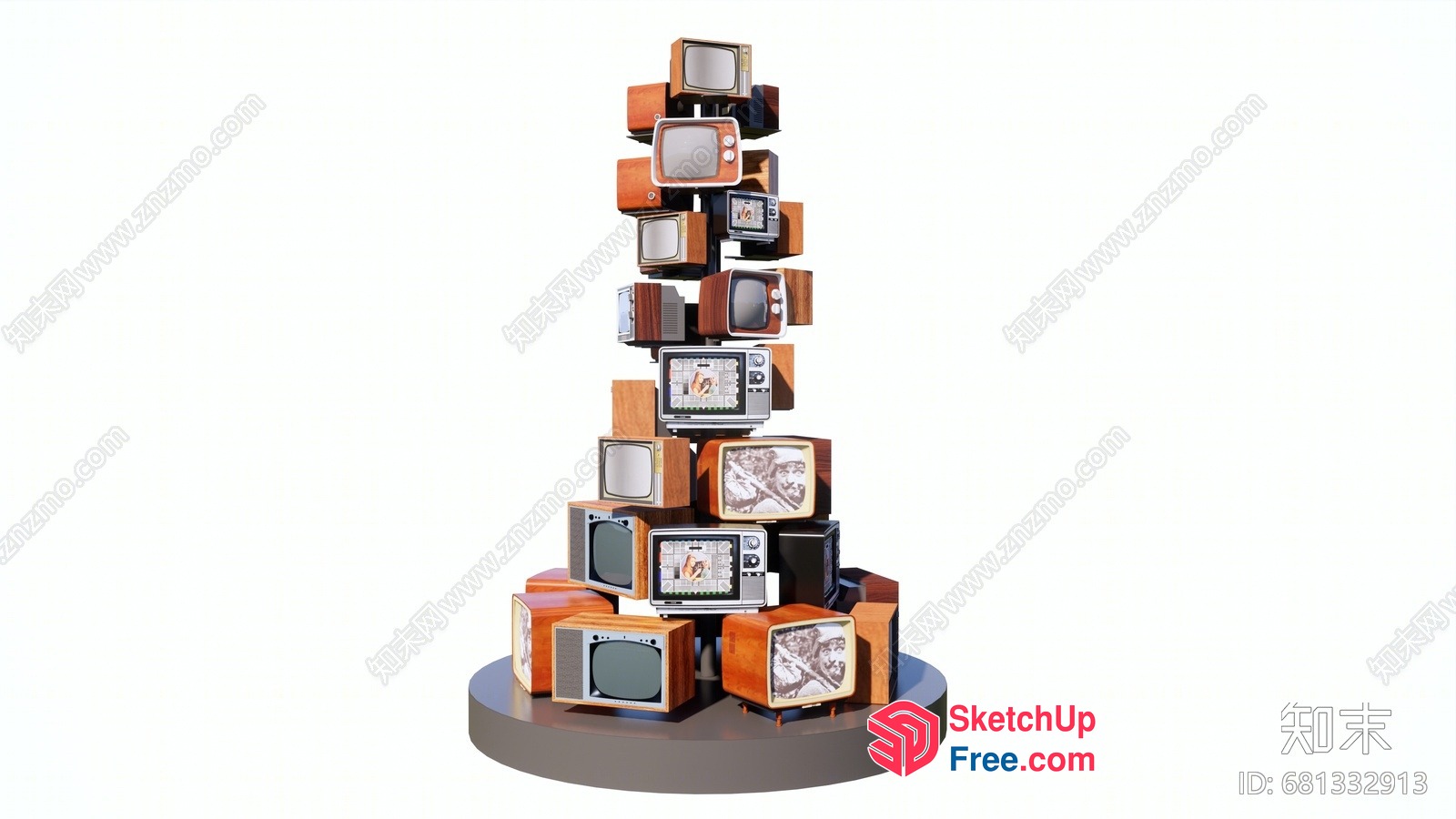 Tower Of Vintage Tvs 3D SketchUp File