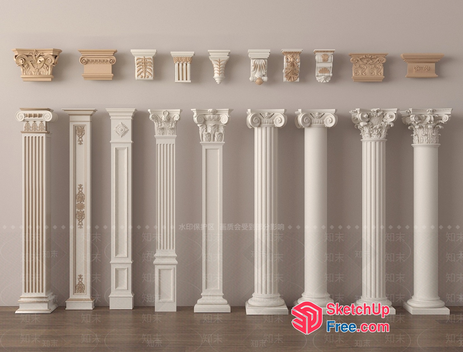 Ornate Pillars And Decorative Capitals 3D SketchUp File