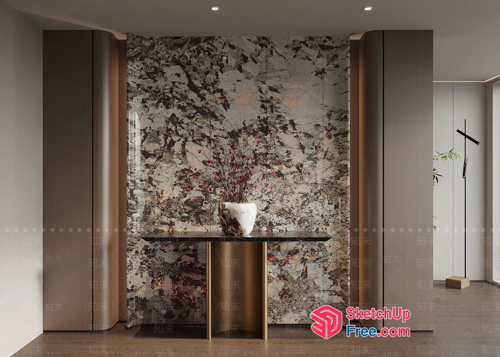 Elegant Modern Interior Design With Marble Accent 3D SketchUp File