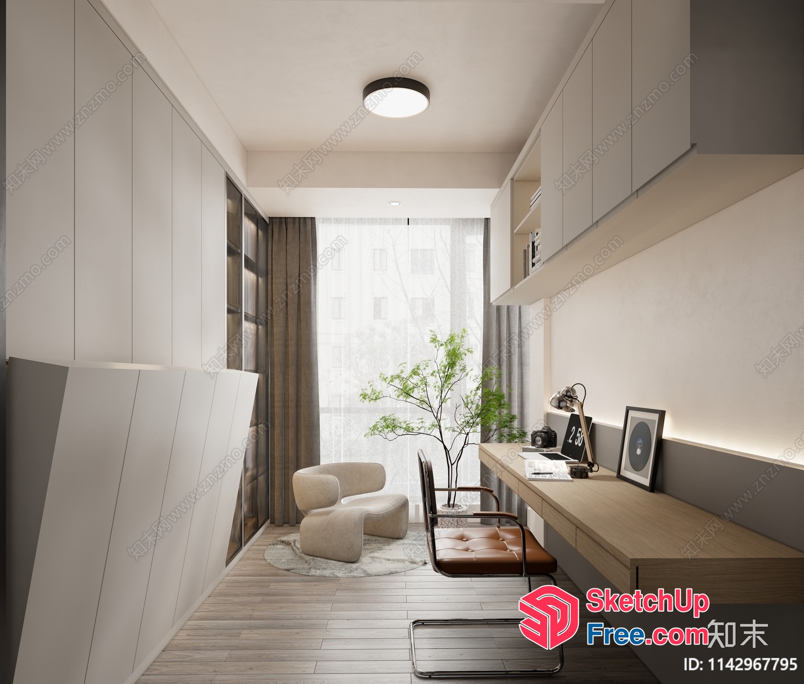 Modern Minimalist Home Office Interior Design 3D SketchUp File