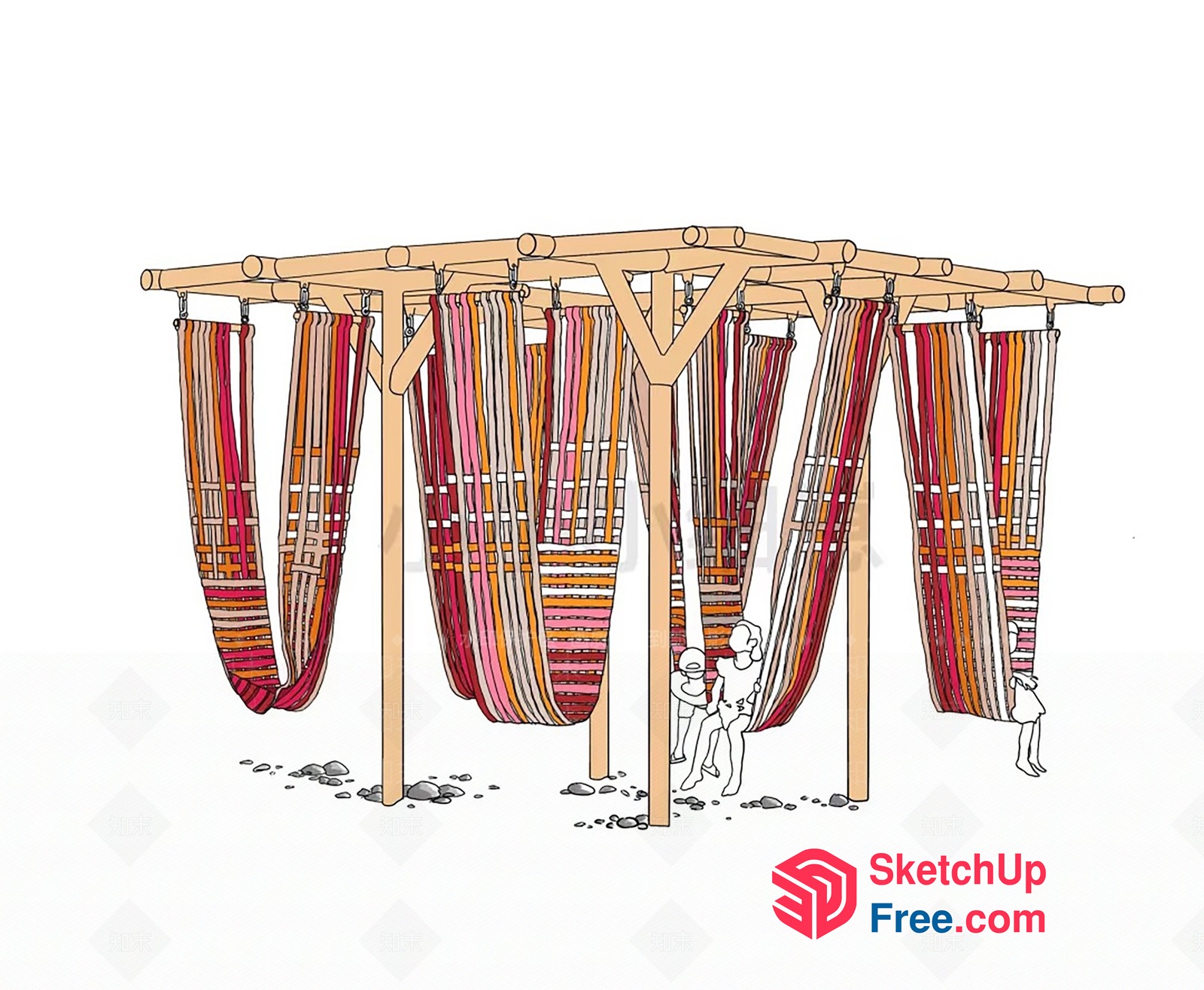 Hammock Swing Set For Outdoor Recreation 3D SketchUp File