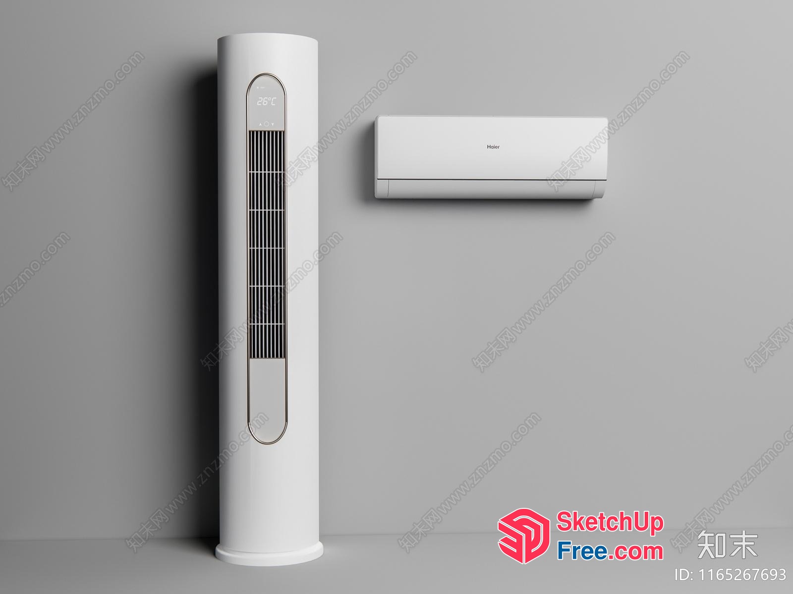 White Pillar And Air Conditioner Unit 3D SketchUp File