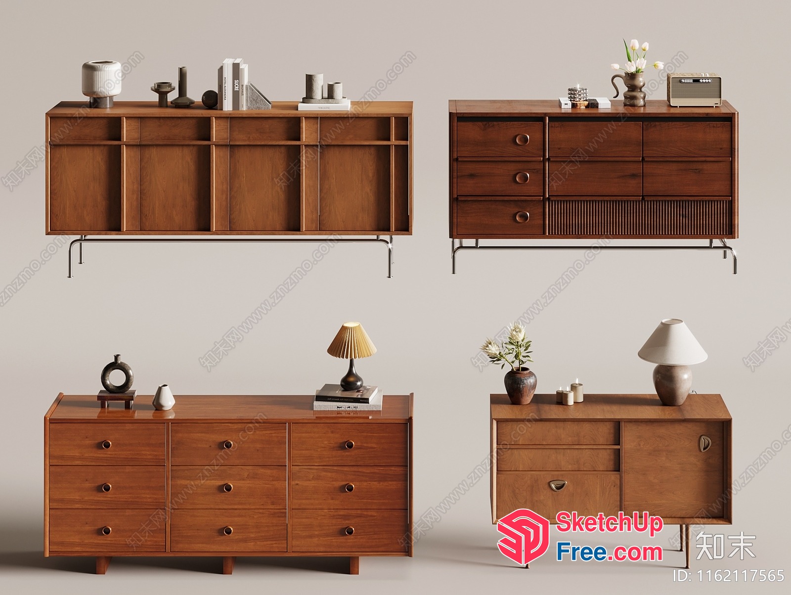 Mid-Century Modern Wood Furniture Collection 3D SketchUp File