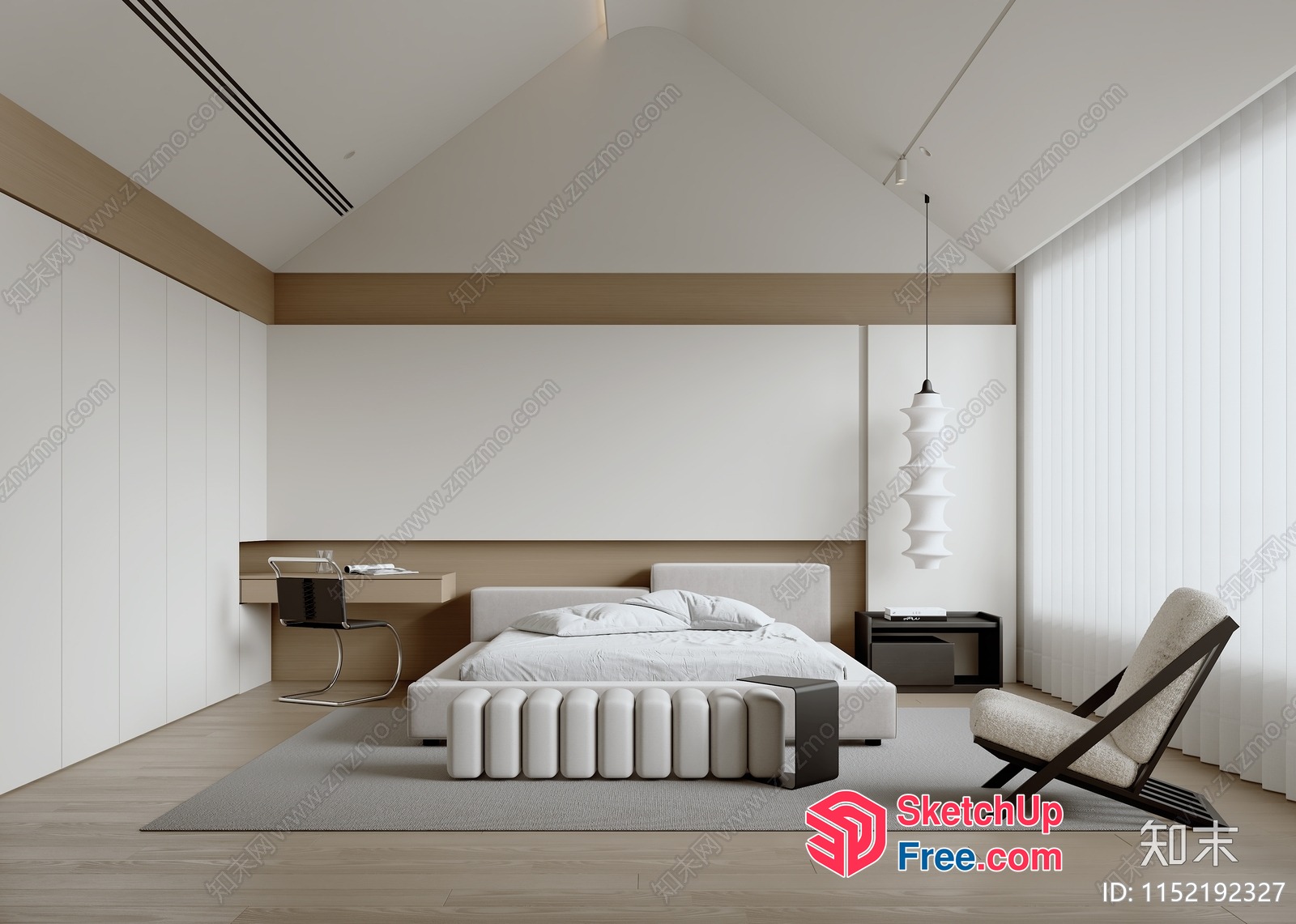 Minimalist Modern Bedroom With Neutral Color Scheme 3D SketchUp File
