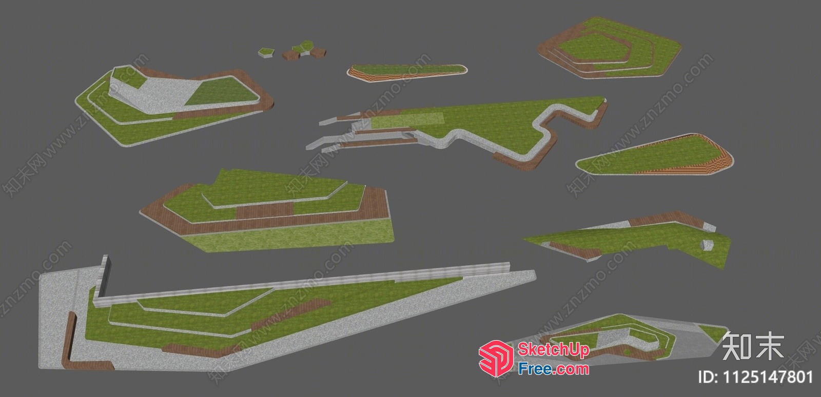 3D Rendering Of A Modern, Green, And Geometric Building Design 3D SketchUp File