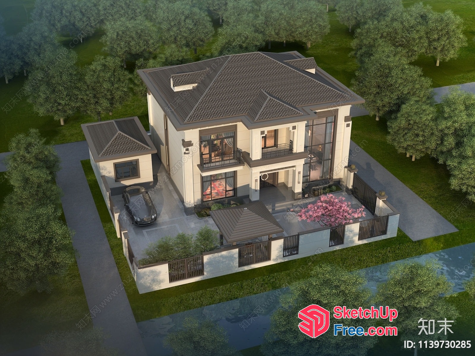 European Style Villa With Classic Moulding And Pillars 3D SketchUp File
