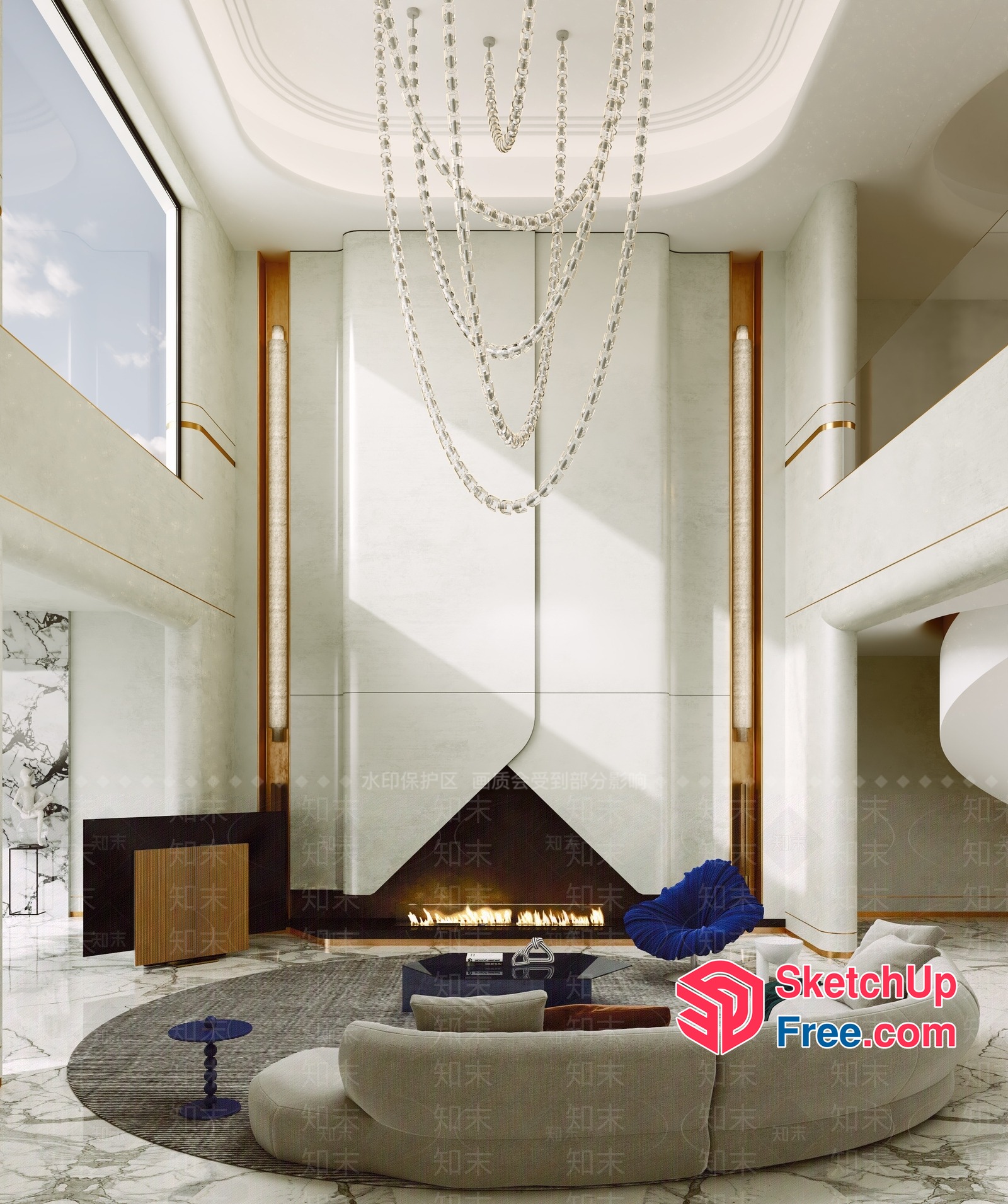 Elegant And Modern White Interior Design 3D SketchUp File