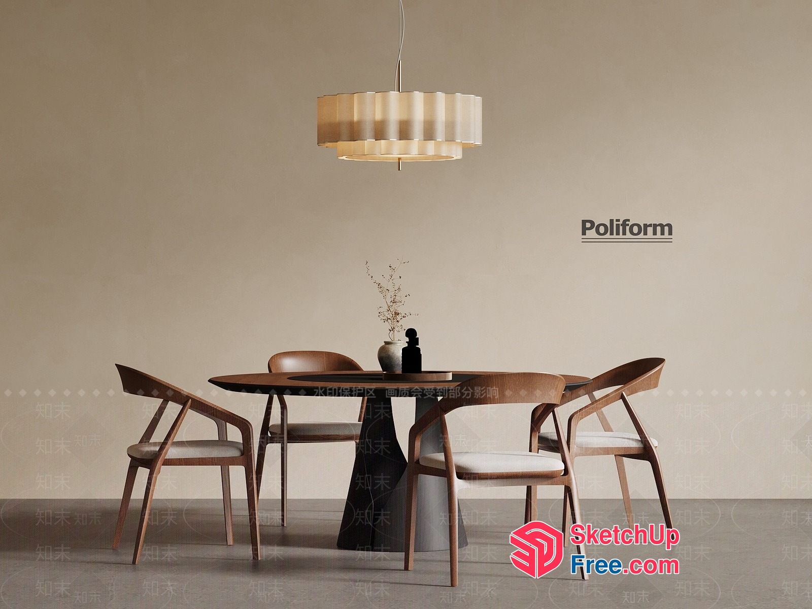 Elegant Minimalist Dining Room Scene 3D SketchUp File