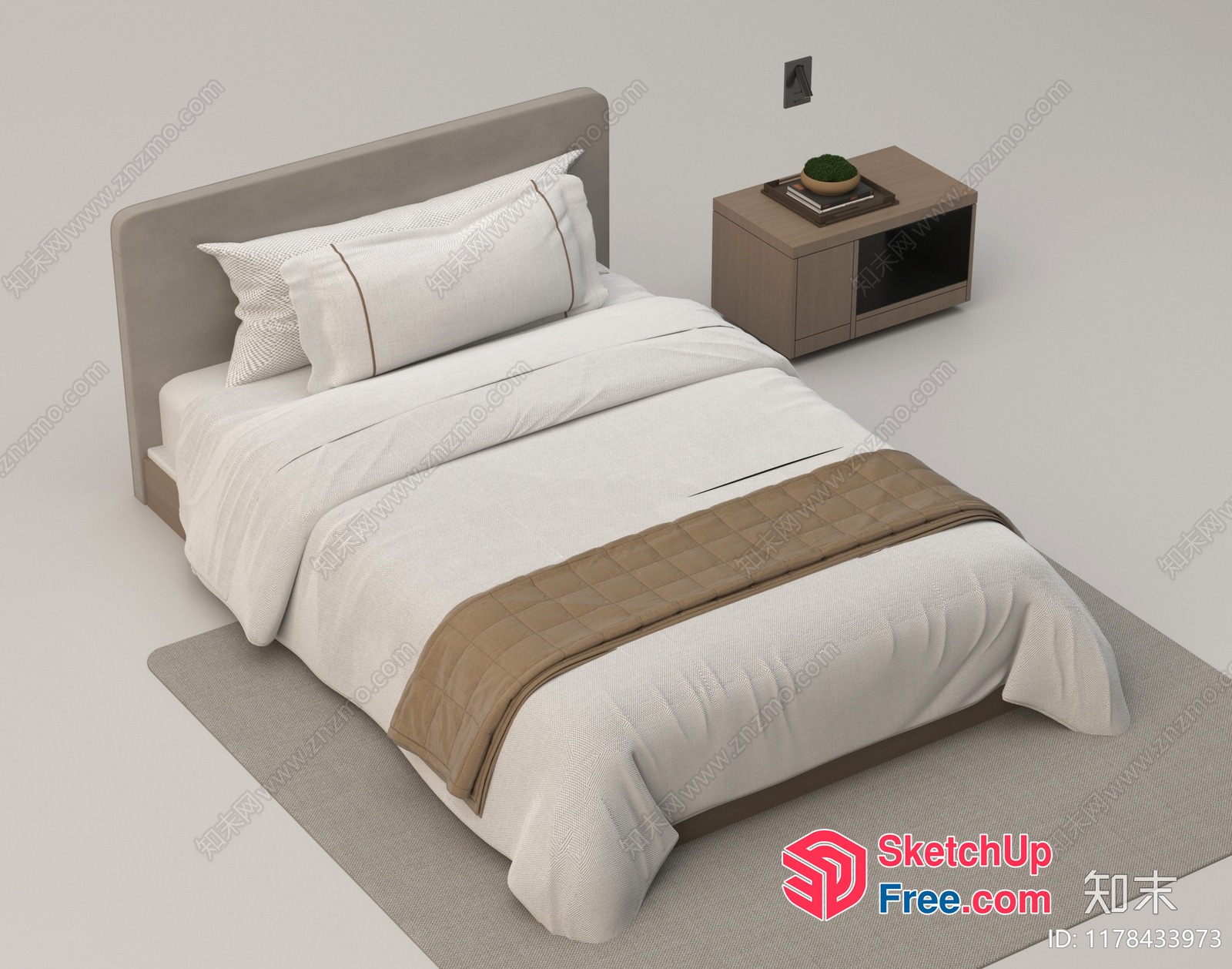 Modern Minimalist Bedroom With Neutral Tones 3D SketchUp File