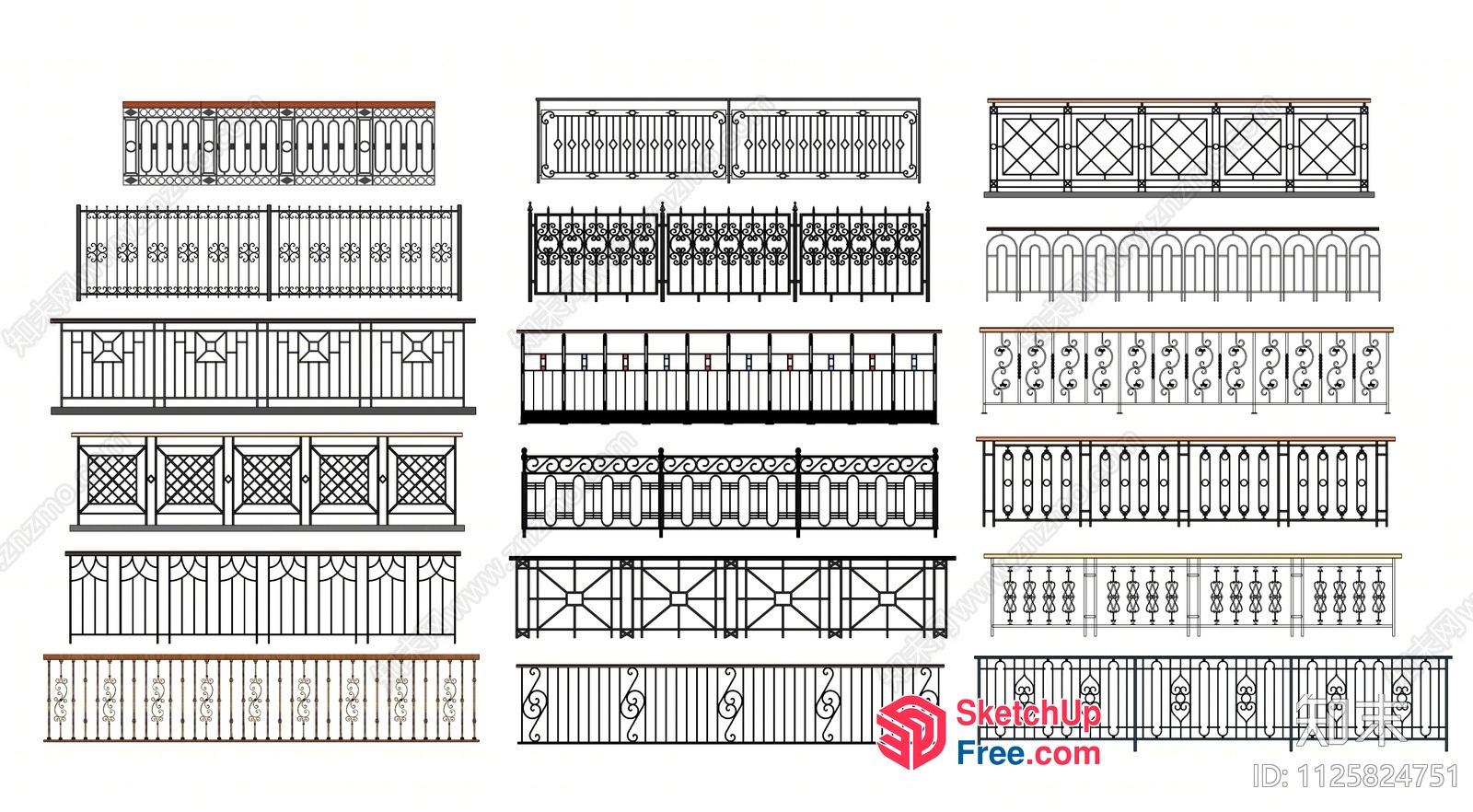 Ornate Metal Railing Designs 3D SketchUp File