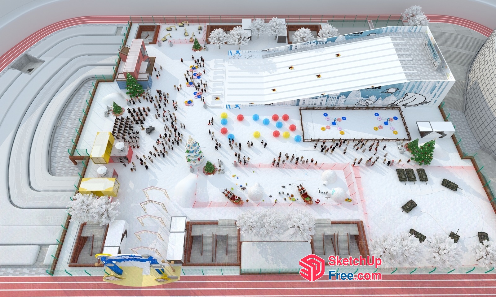Snowy Winter Wonderland Festival 3D SketchUp File