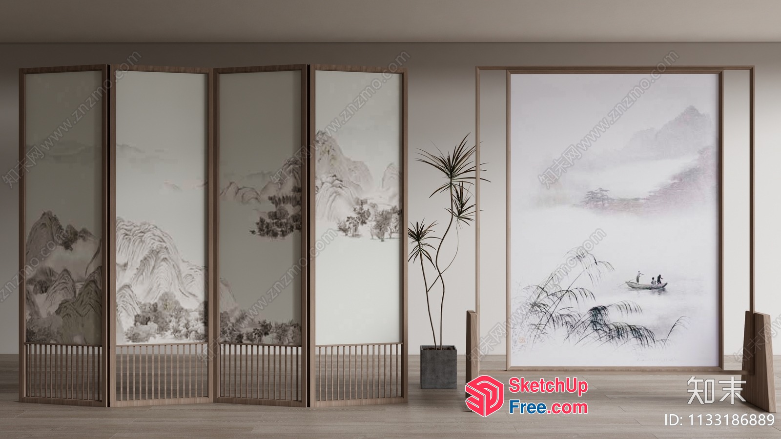 Japanese Style Interior Room Divider 3D SketchUp File