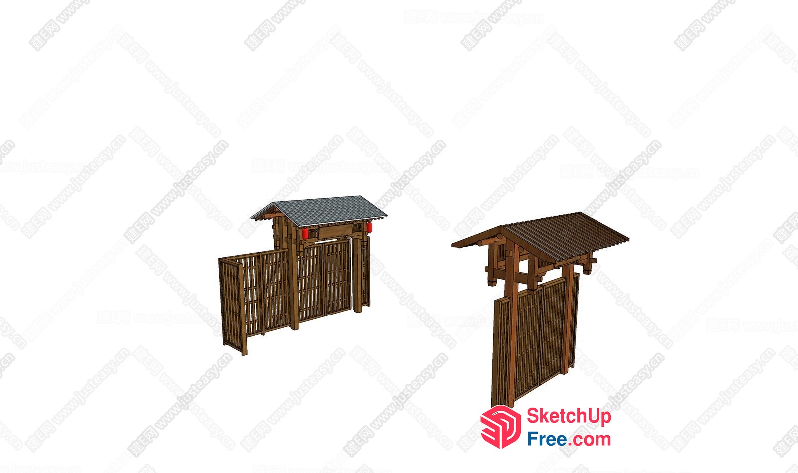 Asian Style Wooden Gate 3D SketchUp File