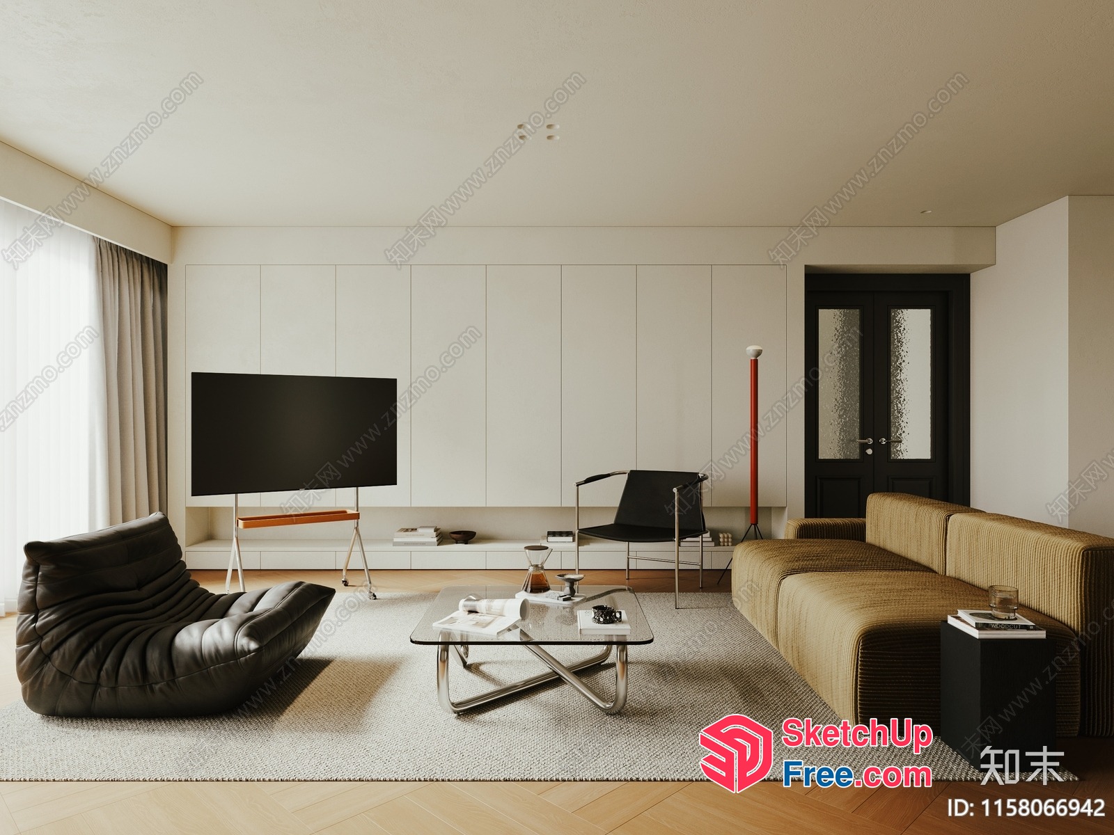 Modern Minimalist Living Room With Sleek Furniture 3D SketchUp File