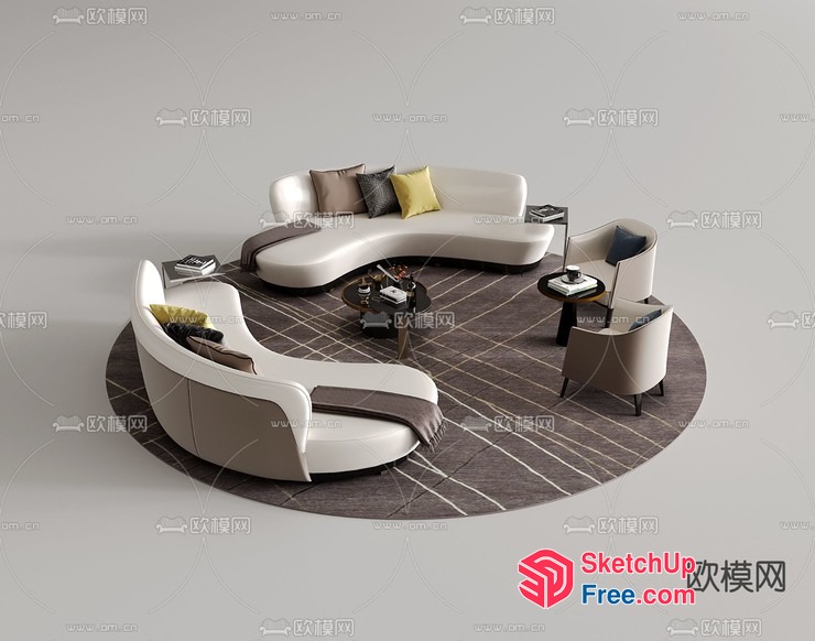 Modern, Elegant, And Comfortable Living Room Furniture Set 3D SketchUp File