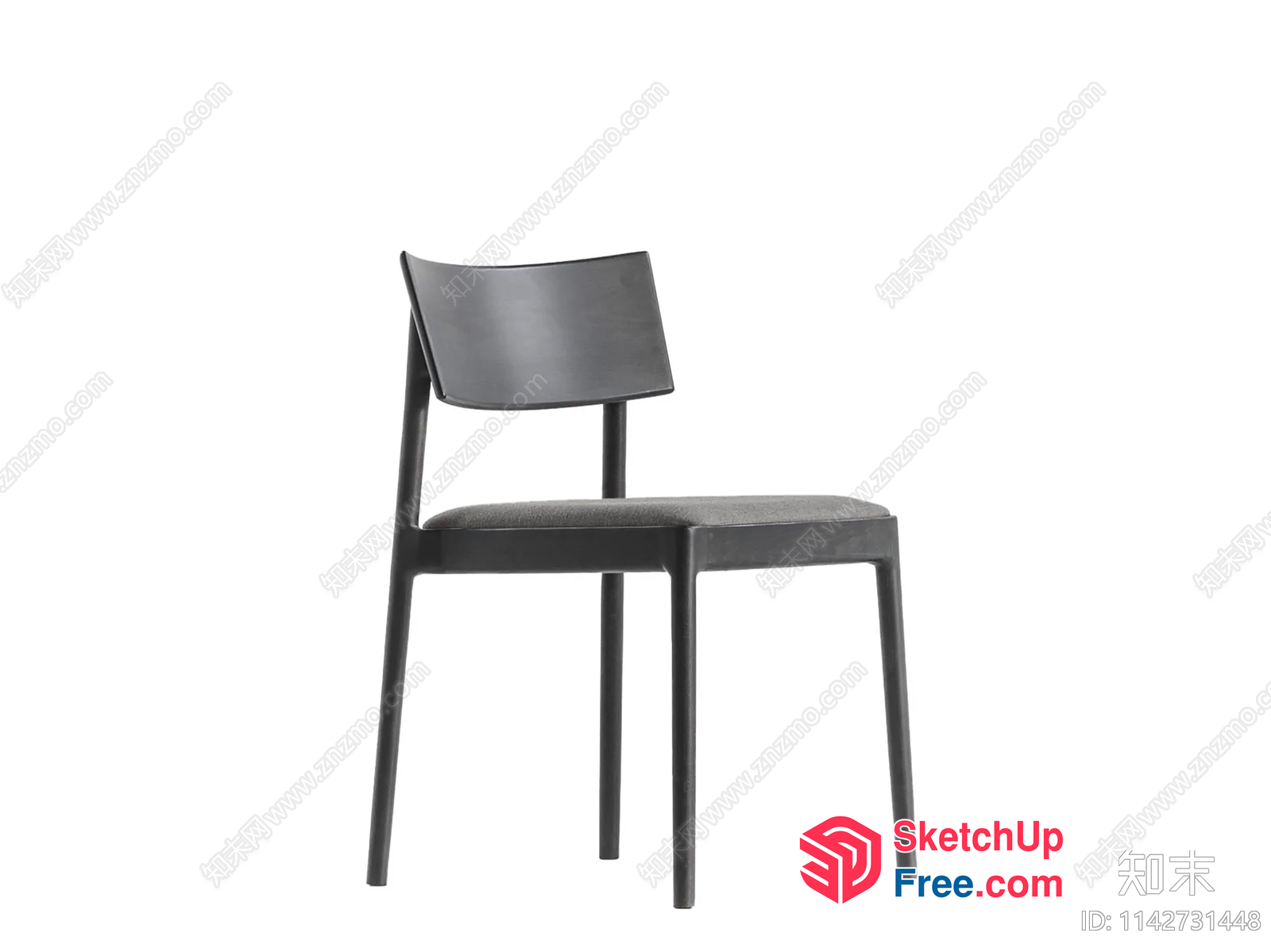 Modern Minimalist Chair With Grey Cushion 3D SketchUp File