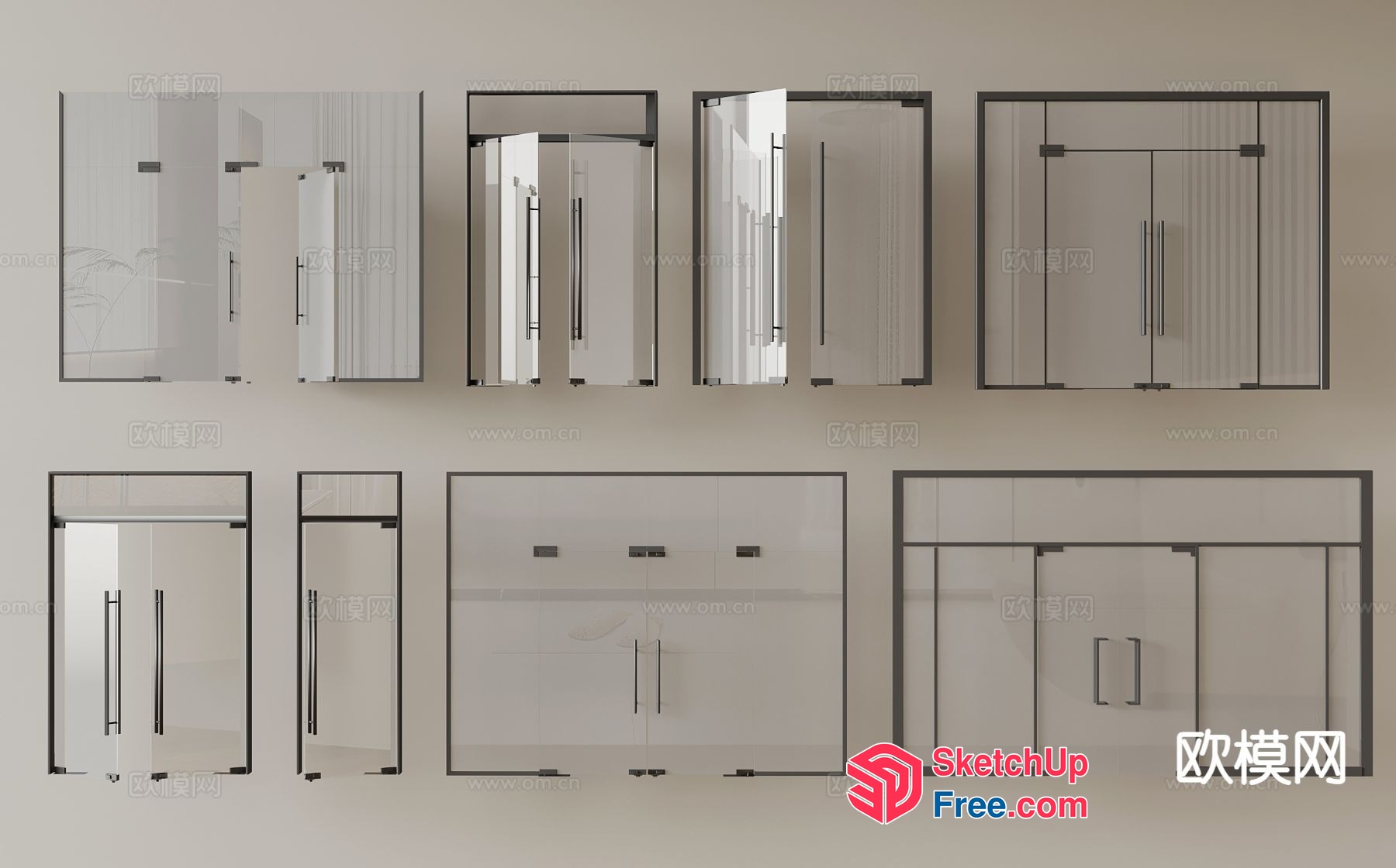 Elegant Modern Glass Doorways And Cabinets 3D SketchUp File