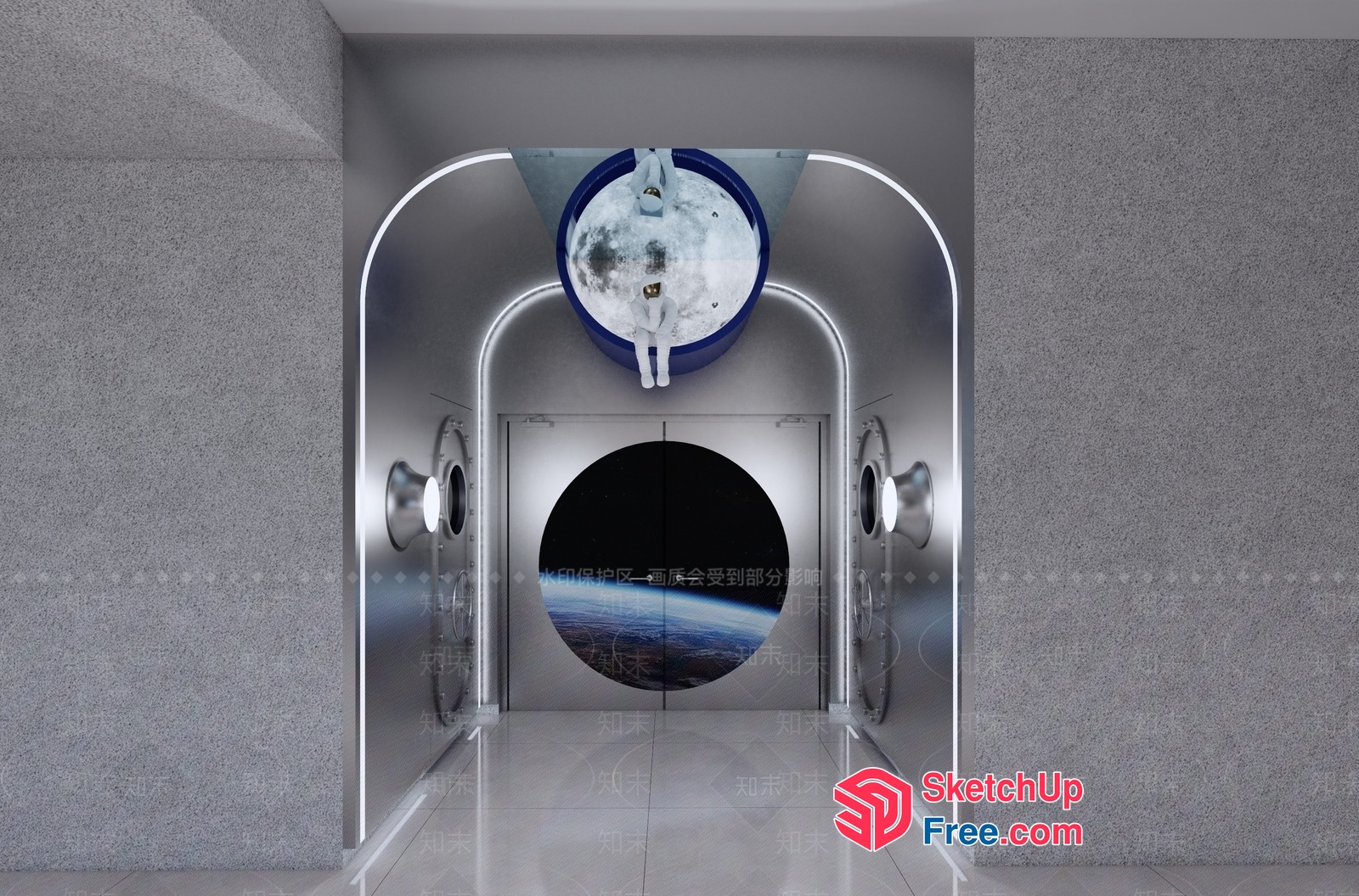 Futuristic Space-Themed Entrance 3D SketchUp File