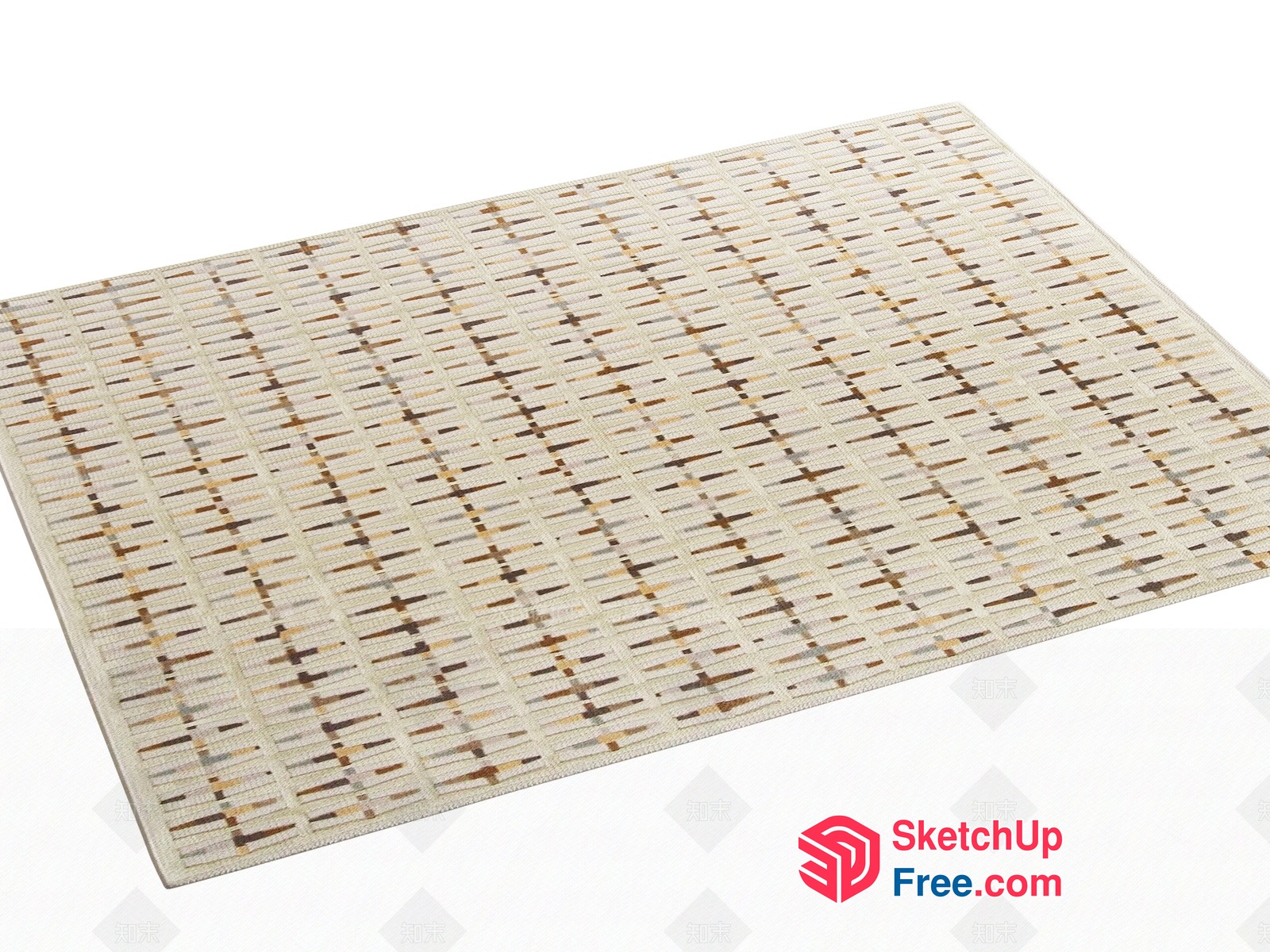 Rectangular Patterned Rug With Neutral Colors 3D SketchUp File