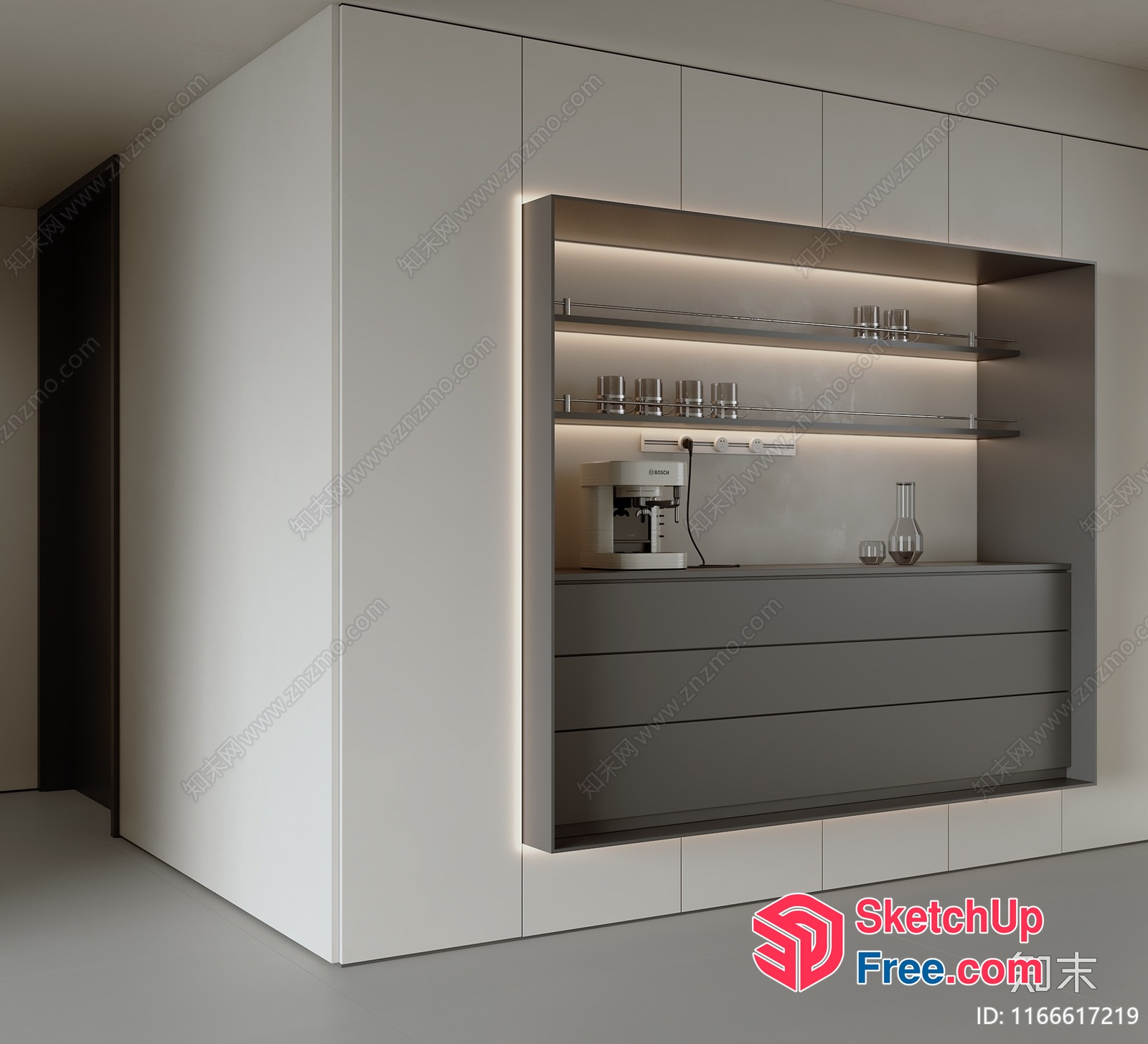 Modern Minimalist Kitchen Bar 3D SketchUp File