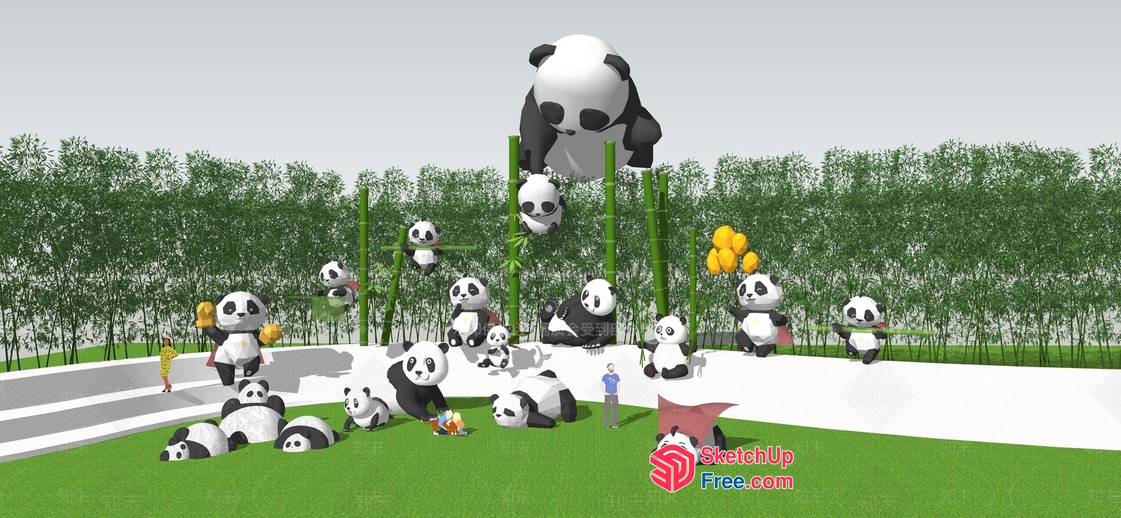 Giant Panda Playground Scene 3D SketchUp File