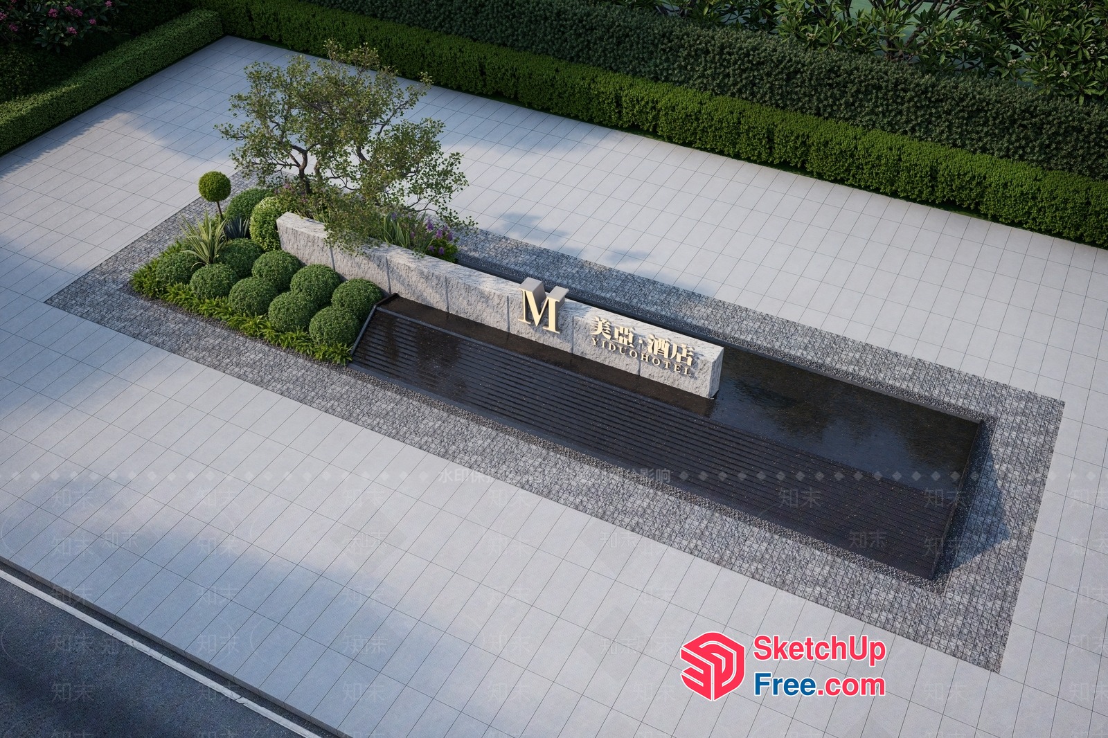 Elegant Modern Entranceway With Staircase And Decorative Sign 3D SketchUp File