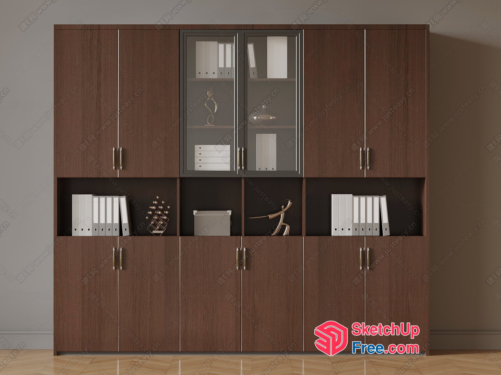 Modern Storage Unit With Decorative Shelving 3D SketchUp File