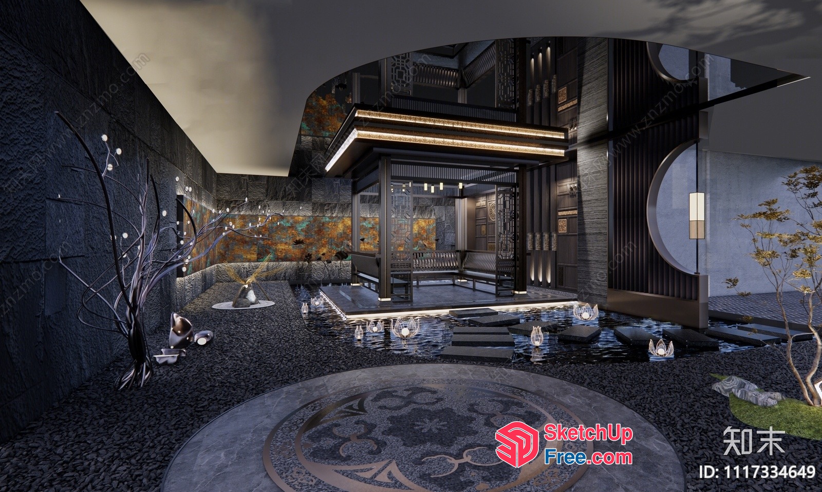 Luxurious Asian-Inspired Interior Design 3D SketchUp File