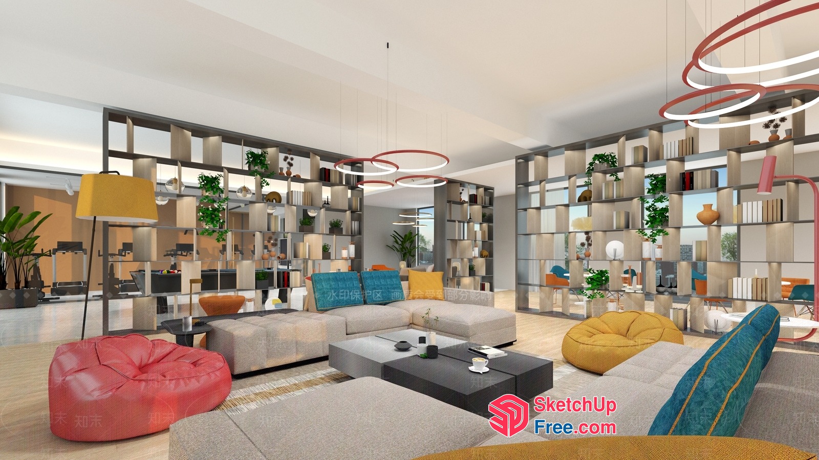 Modern Living Room With Vibrant Color Scheme And Sleek Furniture 3D SketchUp File