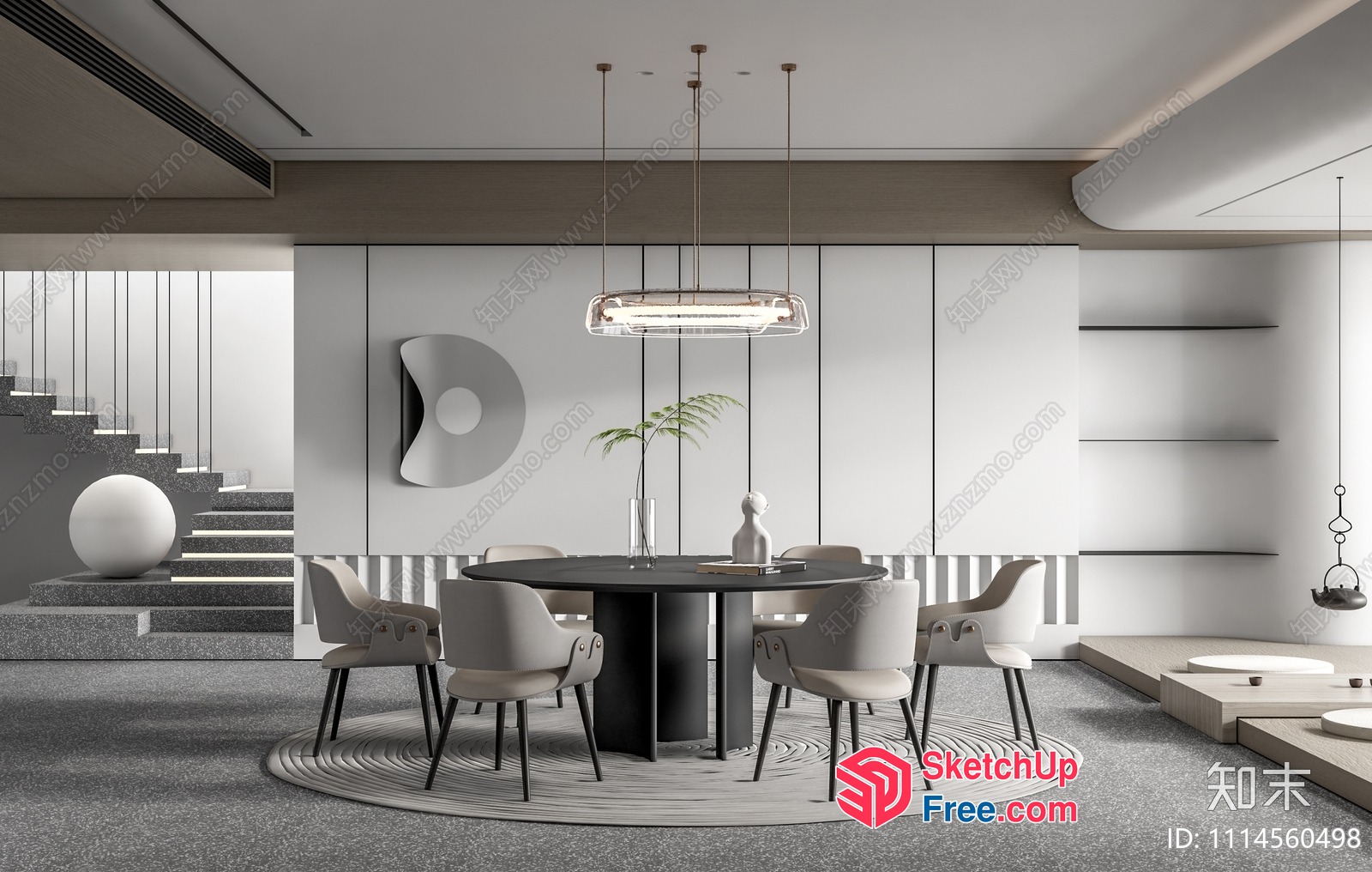 Modern Minimalist Interior With Elegant Dining Area 3D SketchUp File