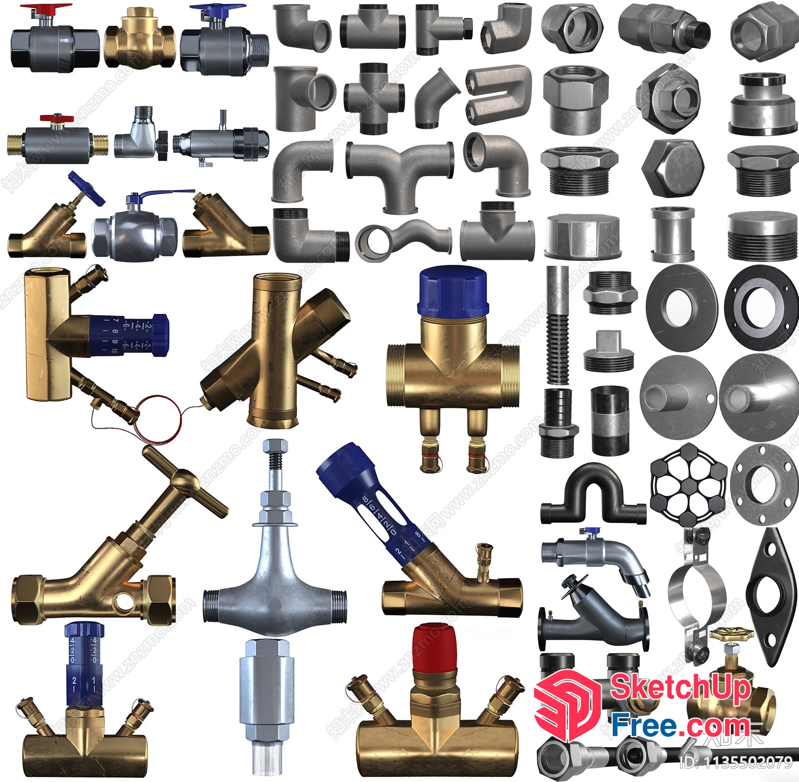 Assorted Plumbing Fixtures And Fittings 3D SketchUp File