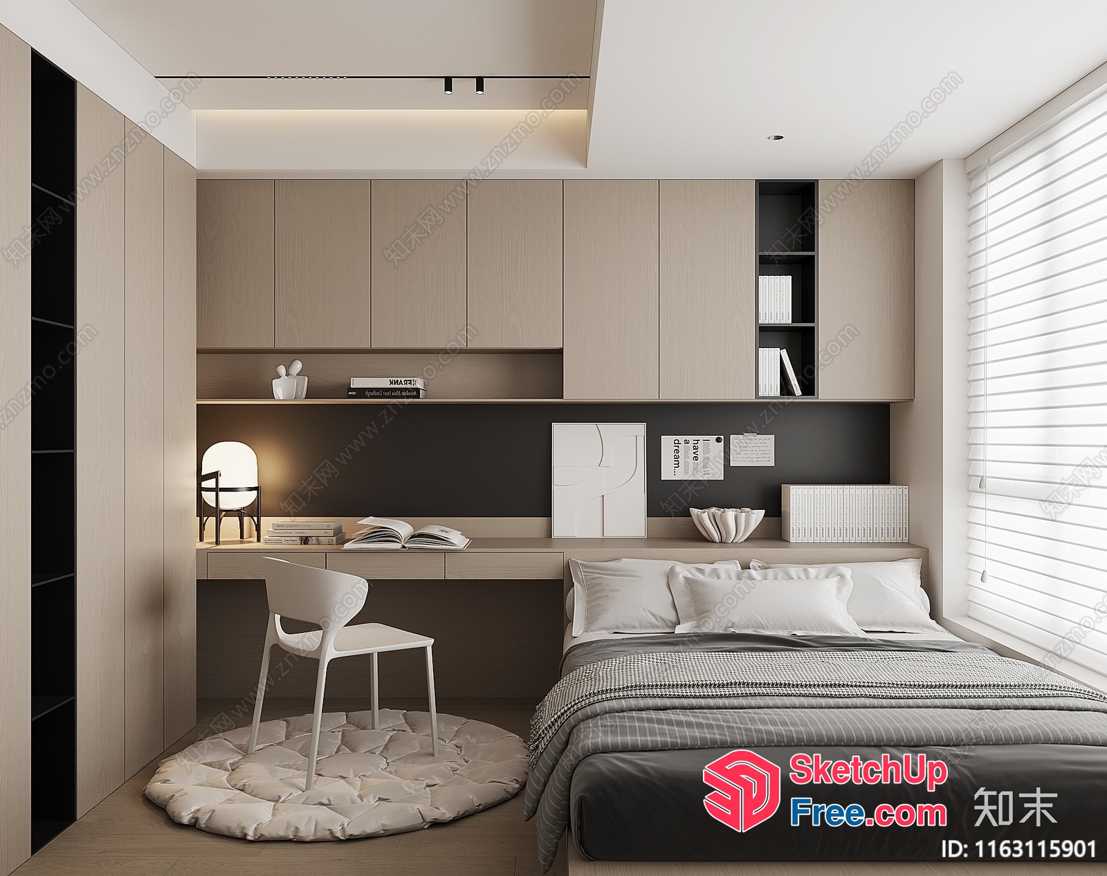 Minimalist Modern Bedroom Interior Design 3D SketchUp File