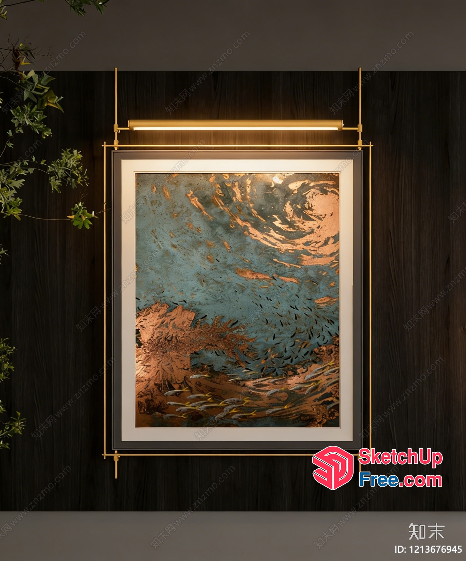 Gold And Blue Abstract Artwork 3D SketchUp File