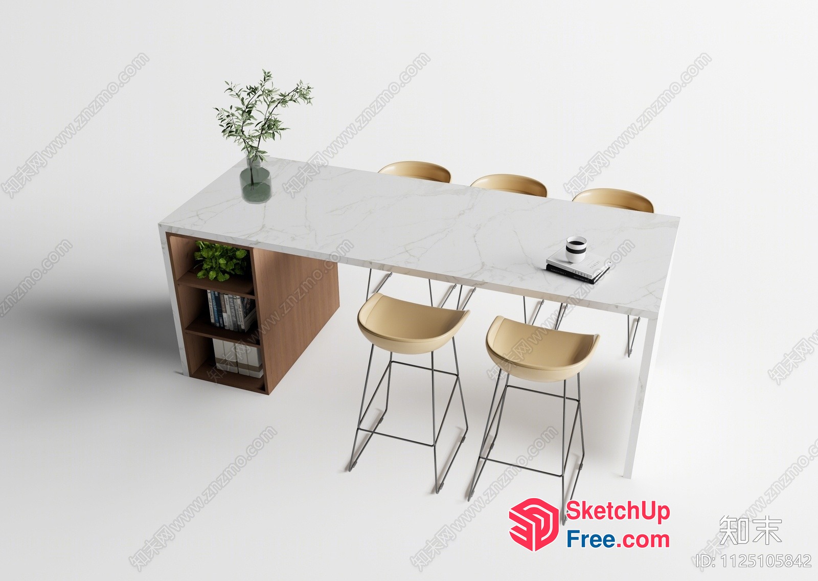 Modern Minimalist Office Furniture Setup 3D SketchUp File