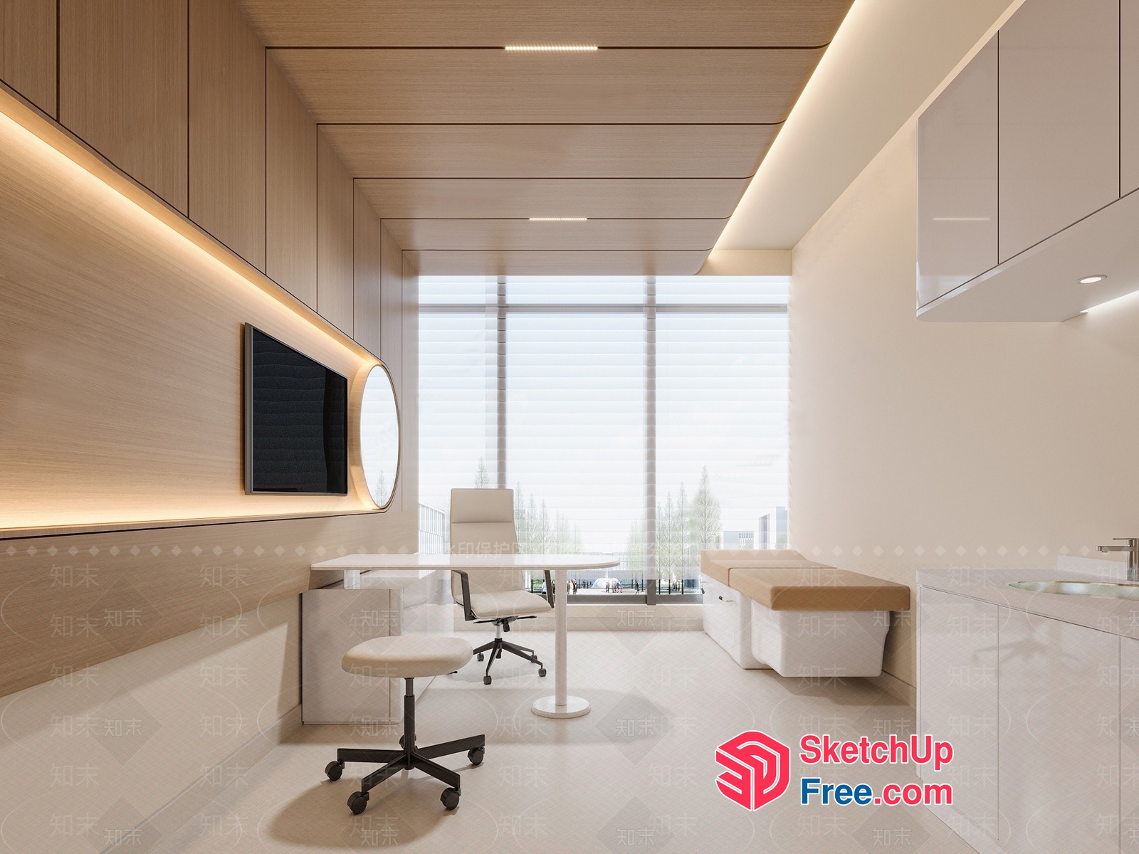 Modern Office Space With Minimalist Decor 3D SketchUp File