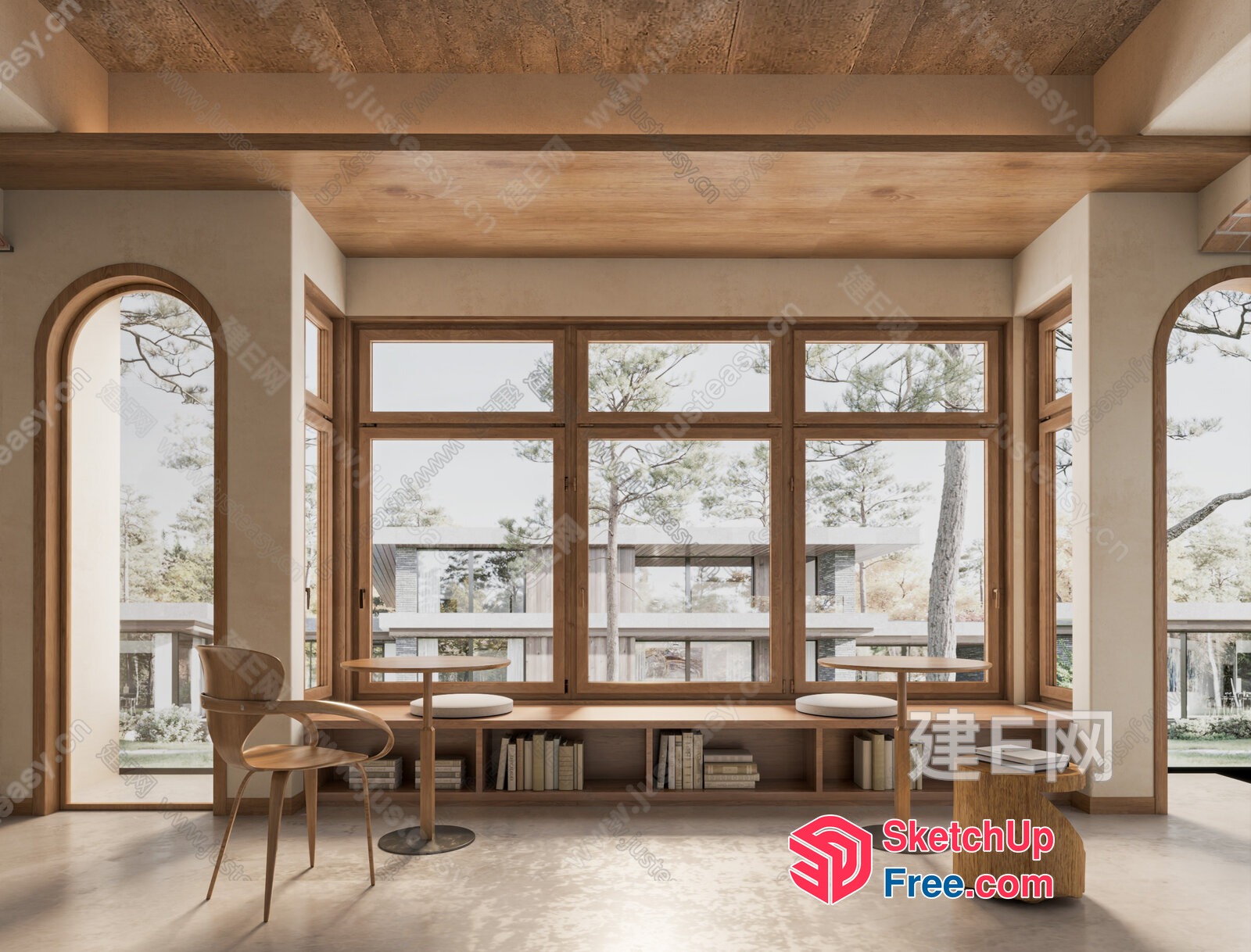 Modern Japanese-Inspired Living Room With Natural Light 3D SketchUp File