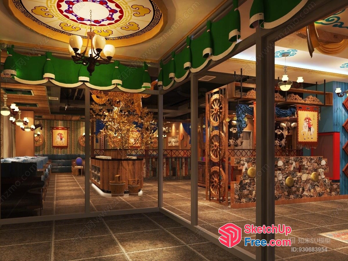 Ornate Ceiling And Pillar Decor 3D SketchUp File