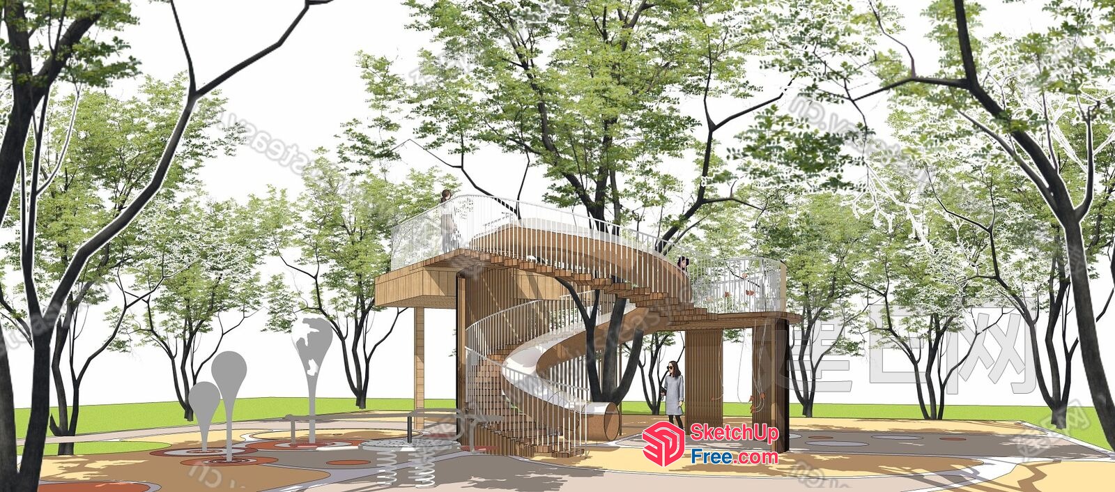 Exterior Staircase In A Serene Park 3D SketchUp File