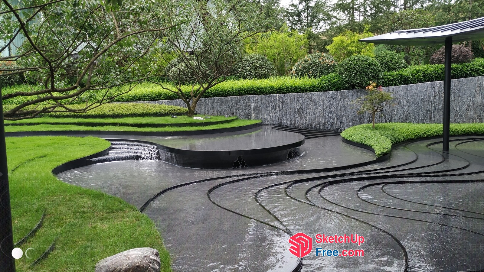 Elegant Japanese-Style Water Feature And Pathway 3D SketchUp File