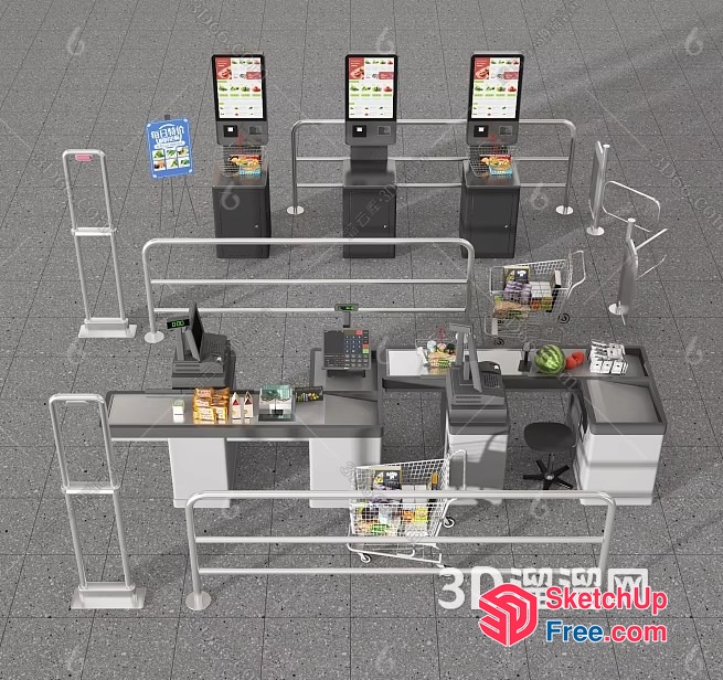 3D Model Of A Modern Supermarket Interior 3D SketchUp File